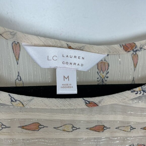 Lauren Conrad Printed Chiffon Peasant Top Zina Geo Sunkiss Size Medium - Picture 4 of 12